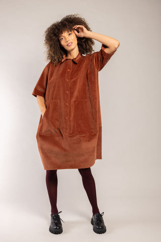 Tali Wide-Ribbed Velvet Dress