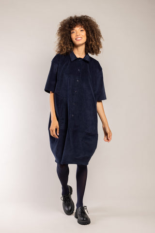 Tali Wide-Ribbed Velvet Dress